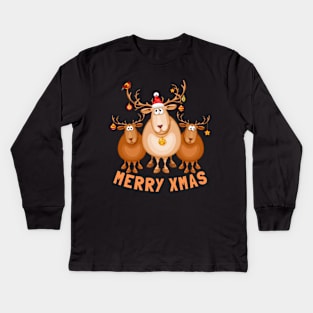 Funny Reindeer Xmas Apparel Kids Long Sleeve T-Shirt